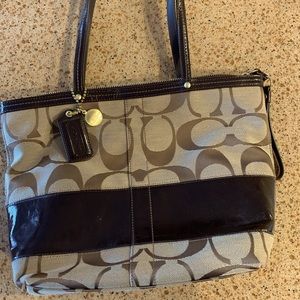 Coach brown handbag with trim